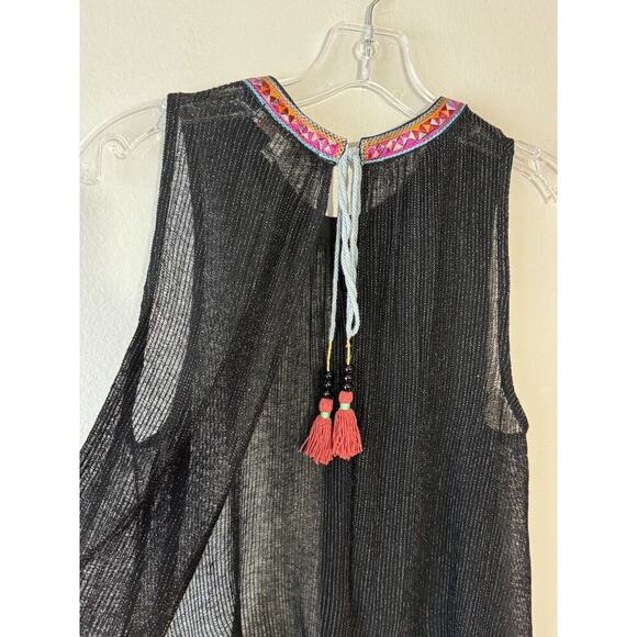 Eri + Ali Size Small Open Back Tie Neck Tassel Gauzy Merletta Top Anthropologie - Picture 7 of 9